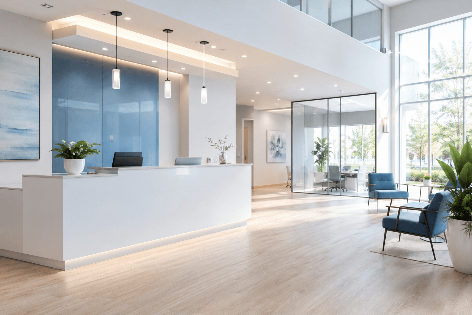 Bright modern medical practice reception
